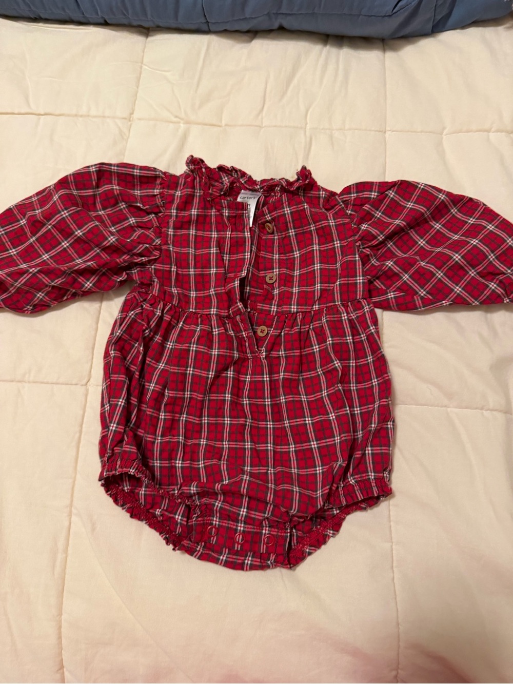 Carter's Red Plaid Button-Up Baby Romper